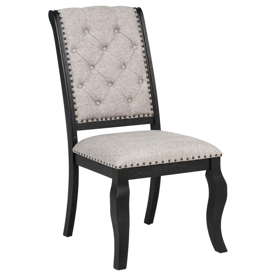 Phelps Upholstered Dining Side Chair Tan Distressed Noir (Set of 2) view 3