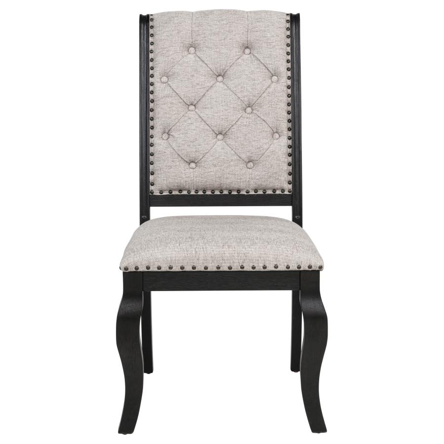 Phelps Upholstered Dining Side Chair Tan Distressed Noir (Set of 2) view 4