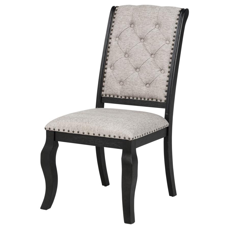 Phelps Upholstered Dining Side Chair Tan Distressed Noir (Set of 2) view 5