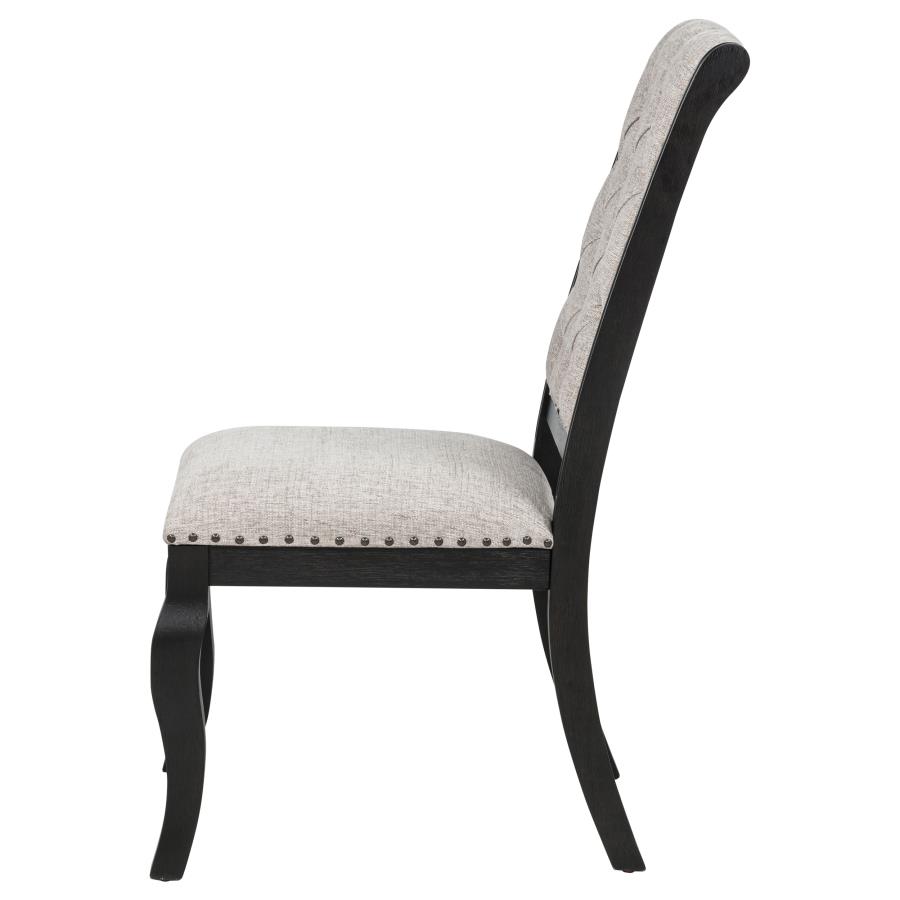 Phelps Upholstered Dining Side Chair Tan Distressed Noir (Set of 2) view 6
