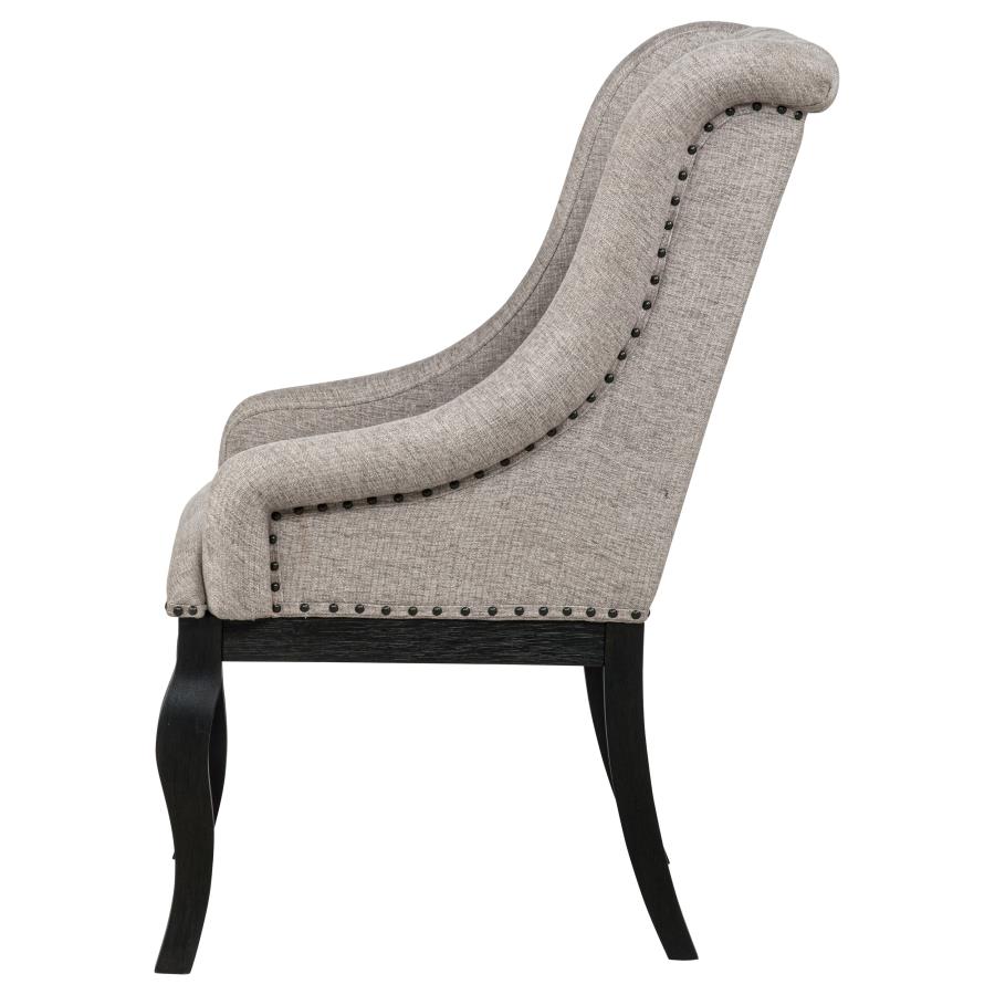 Phelps Upholstered Dining Arm Chair Tan Distressed Noir (Set of 2) view 6