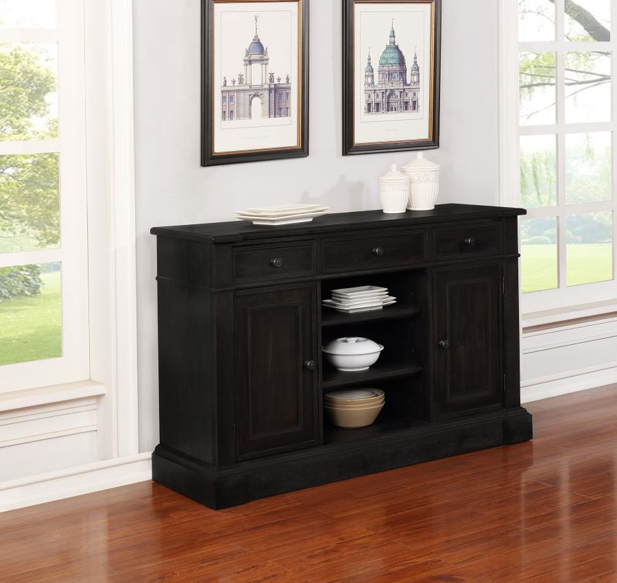 Phelps 2-door Sideboard Buffet Cabinet Distressed Noir view 2