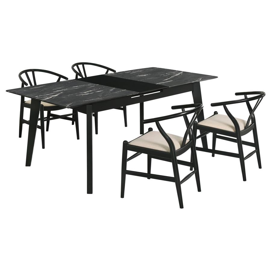 Crestmont 5-piece Extension Leaf Dining Table Set Black view 2