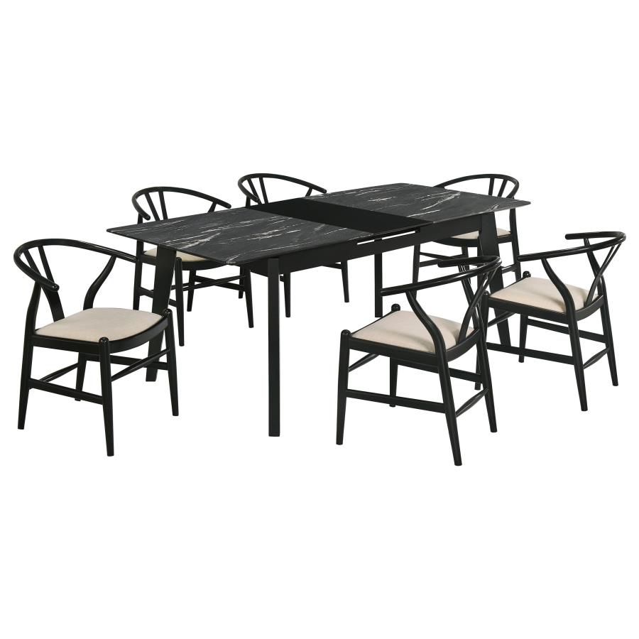 Crestmont 7-piece Extension Leaf Dining Table Set Black view 2