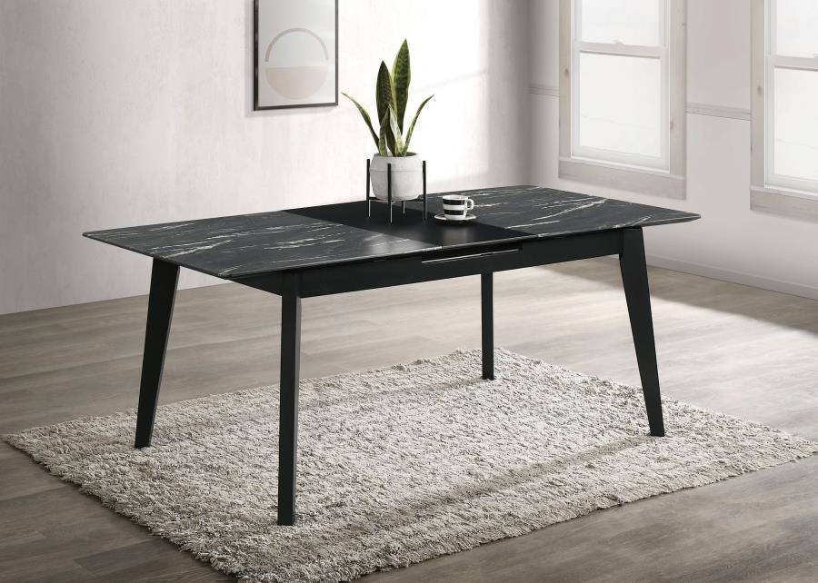 Crestmont 78-inch Extension Dining Table Black Faux Marble view 2