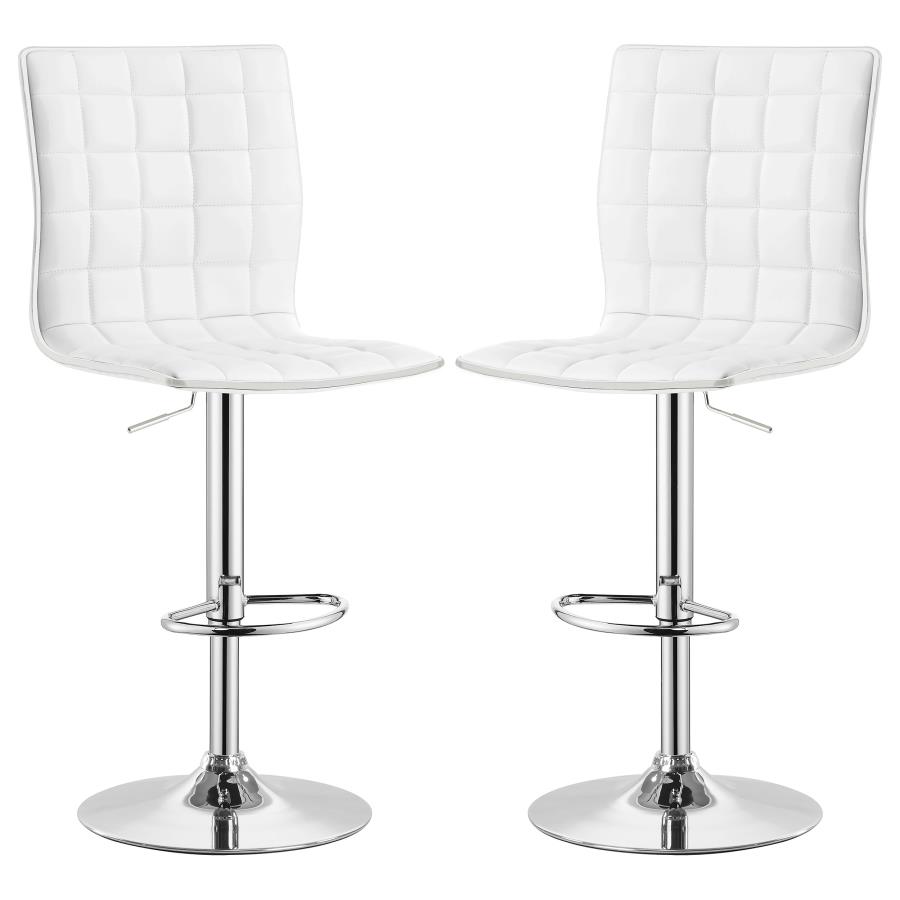 Ashbury Upholstered Adjustable Bar Stool White (Set of 2)