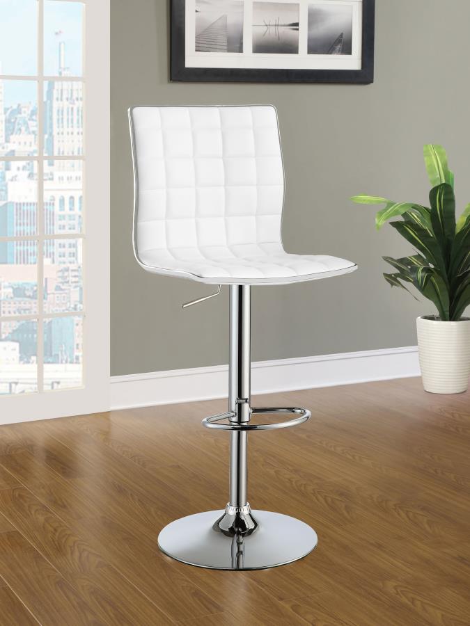 Ashbury Upholstered Adjustable Bar Stool White (Set of 2) view 2