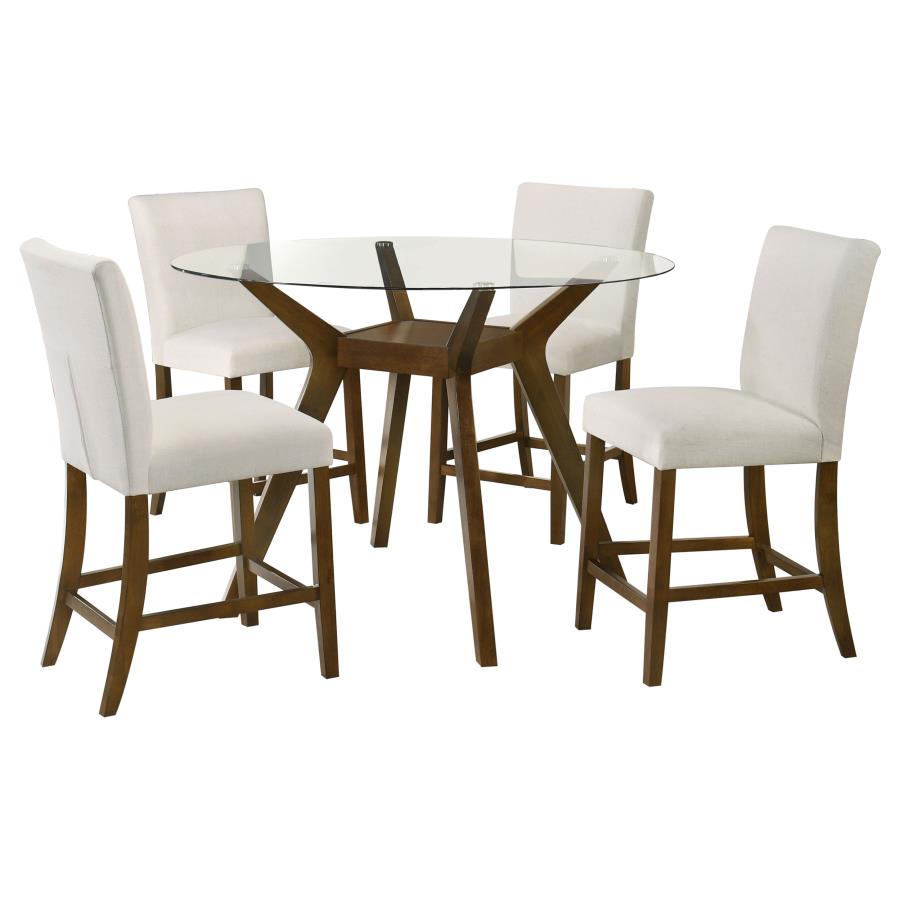 Paxton 5-piece Round Glass Top Counter Height Dining Set Beige view 2