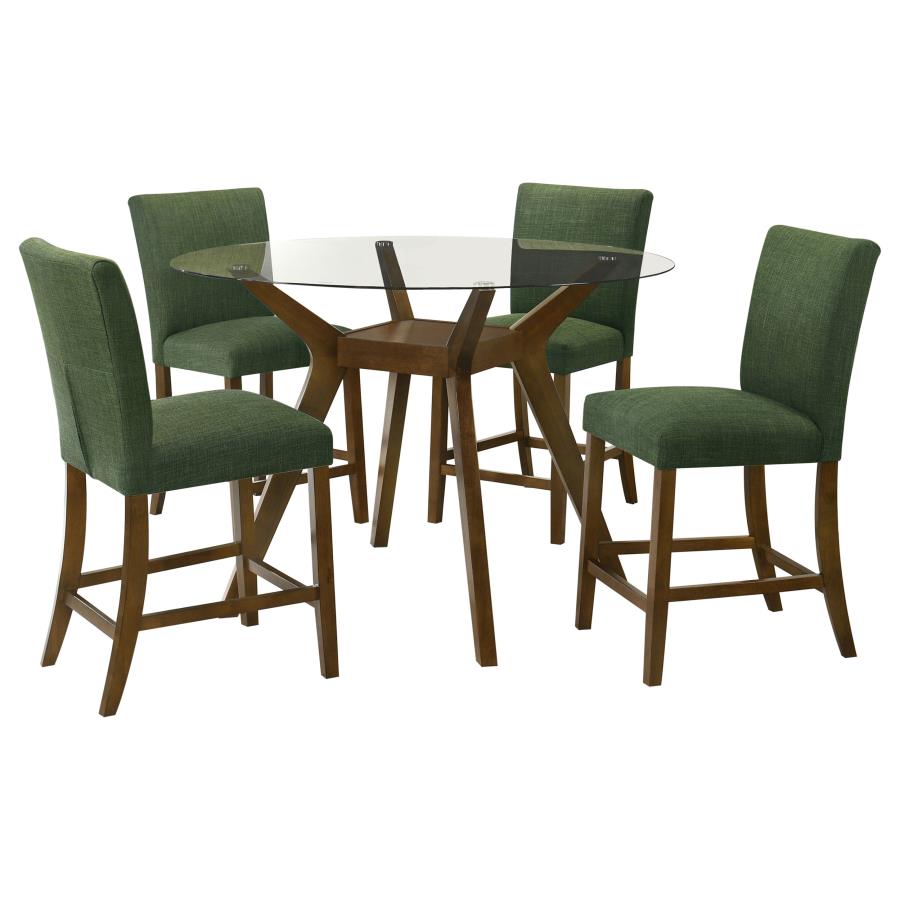 Paxton 5-piece Round Glass Top Counter Height Dining Set Green view 2
