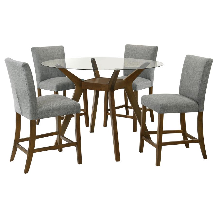 Paxton 5-piece Round Glass Top Counter Height Dining Set Grey view 2
