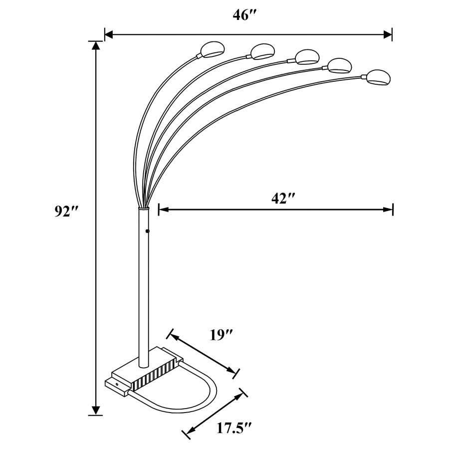 Kayd 92-inch Arc 5-light Dome Shade Metal Floor Lamp Black view 2