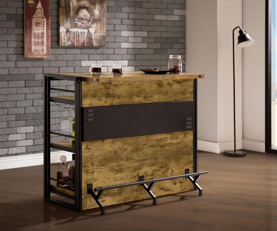 Renaldi 3-shelf Home Bar Wine Cabinet Rustic Nutmeg view 2