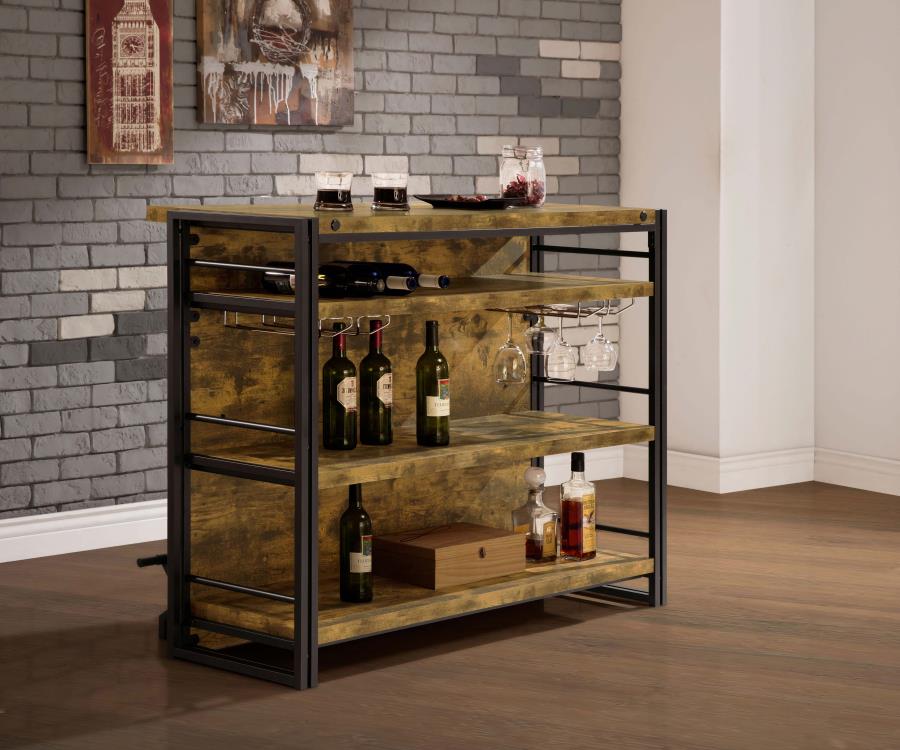 Renaldi 3-shelf Home Bar Wine Cabinet Rustic Nutmeg view 3