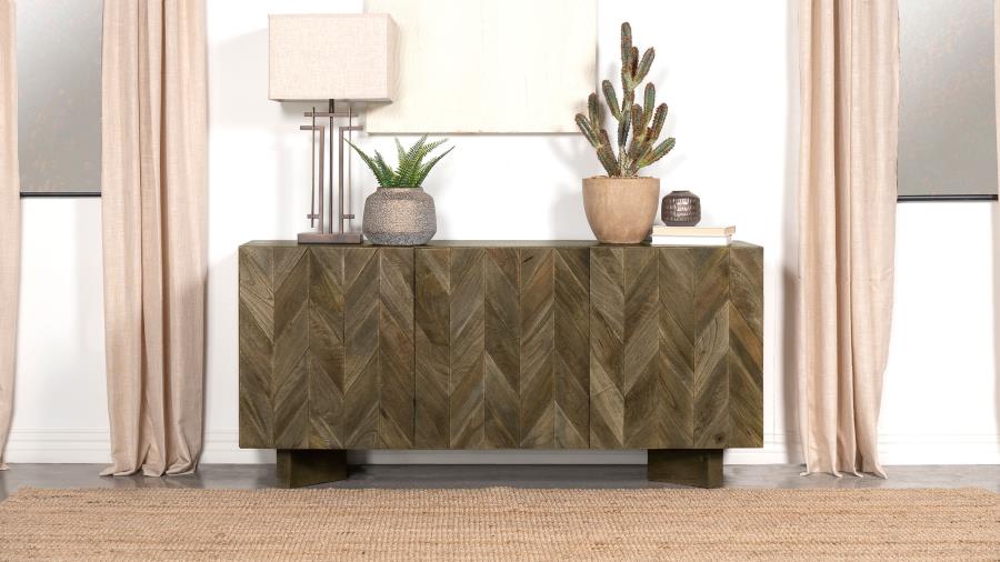 Tyler 3-door Solid Wood Sideboard Buffet Cabinet Mango Brown view 2
