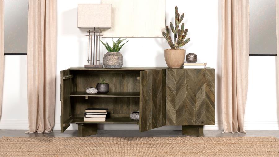 Tyler 3-door Solid Wood Sideboard Buffet Cabinet Mango Brown view 3