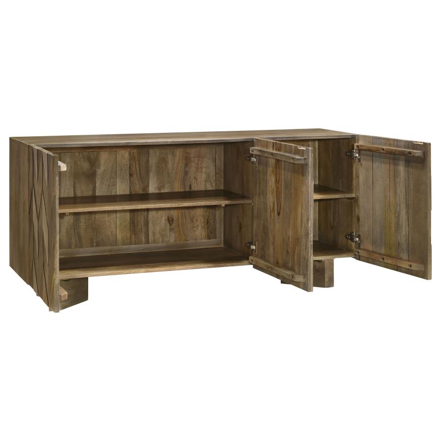 Tyler 3-door Solid Wood Sideboard Buffet Cabinet Mango Brown view 4