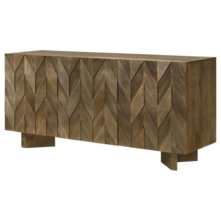 Tyler 3-door Solid Wood Sideboard Buffet Cabinet Mango Brown view 5
