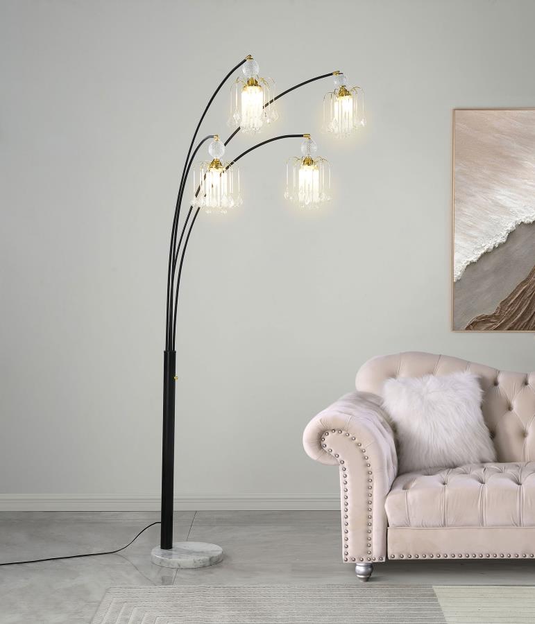 Maisel 91-inch Hanging Crystal Arc Tree Floor Lamp Black view 2