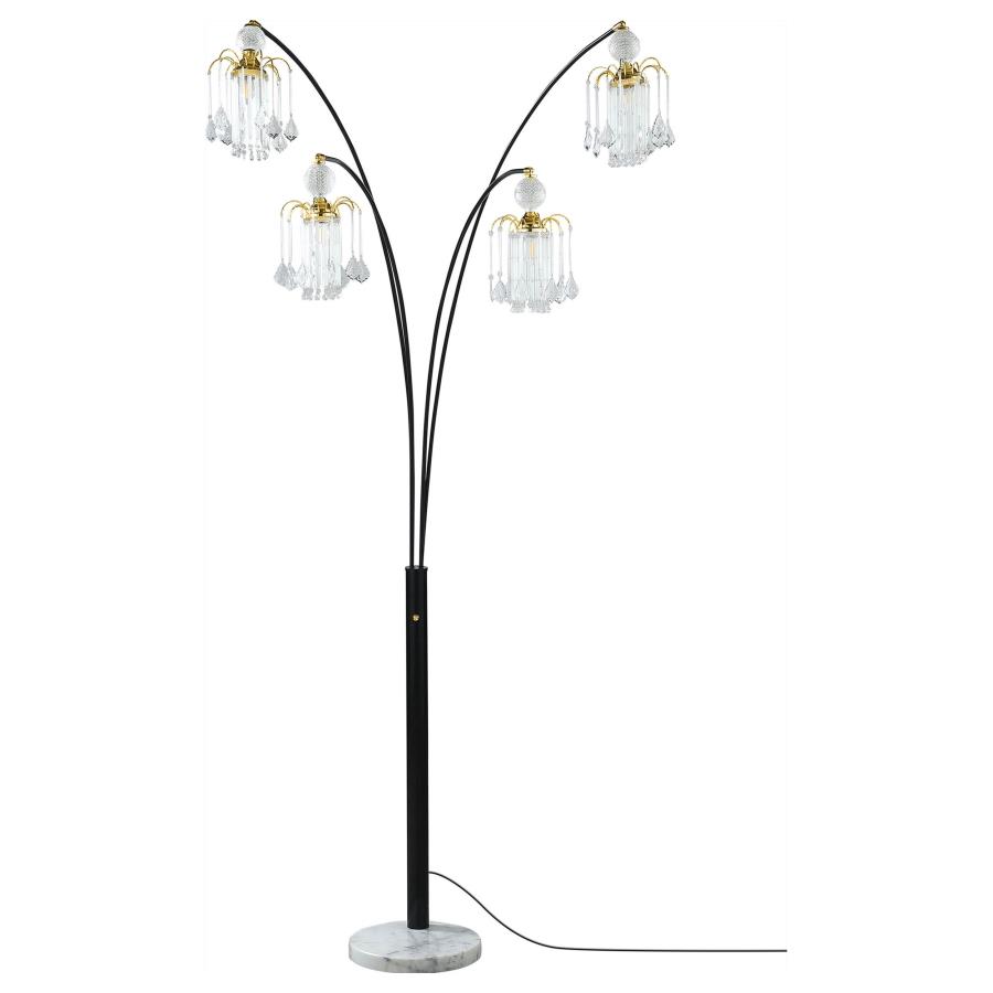 Maisel 91-inch Hanging Crystal Arc Tree Floor Lamp Black view 3