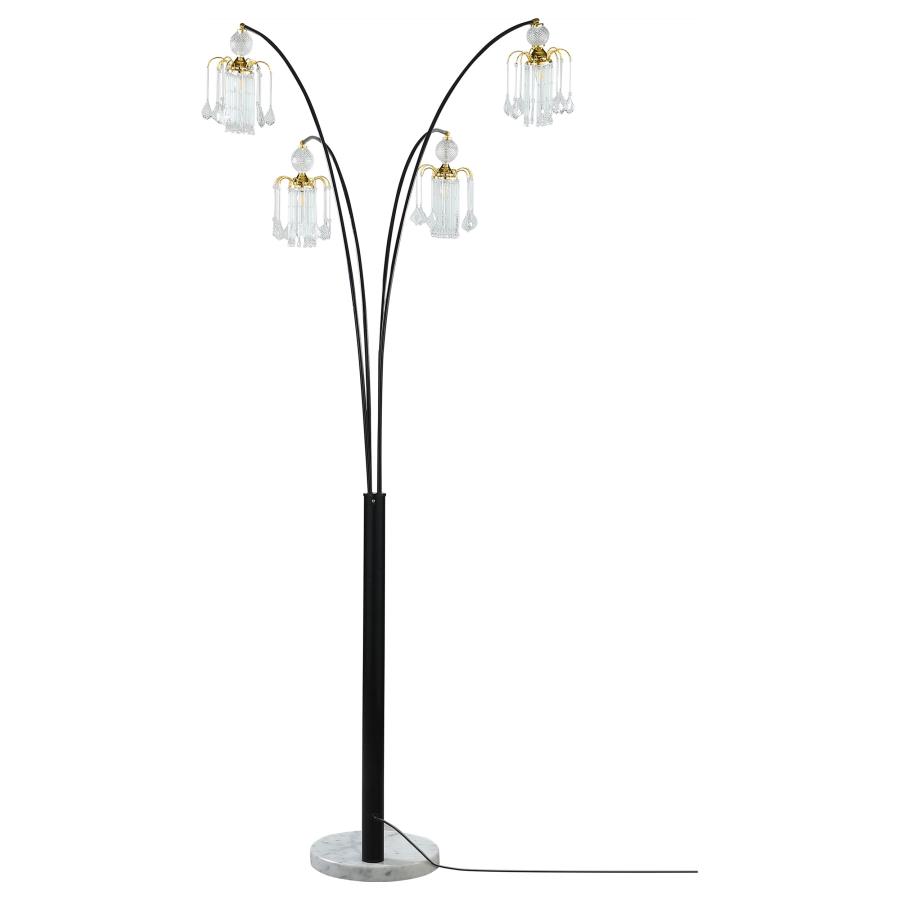 Maisel 91-inch Hanging Crystal Arc Tree Floor Lamp Black view 6