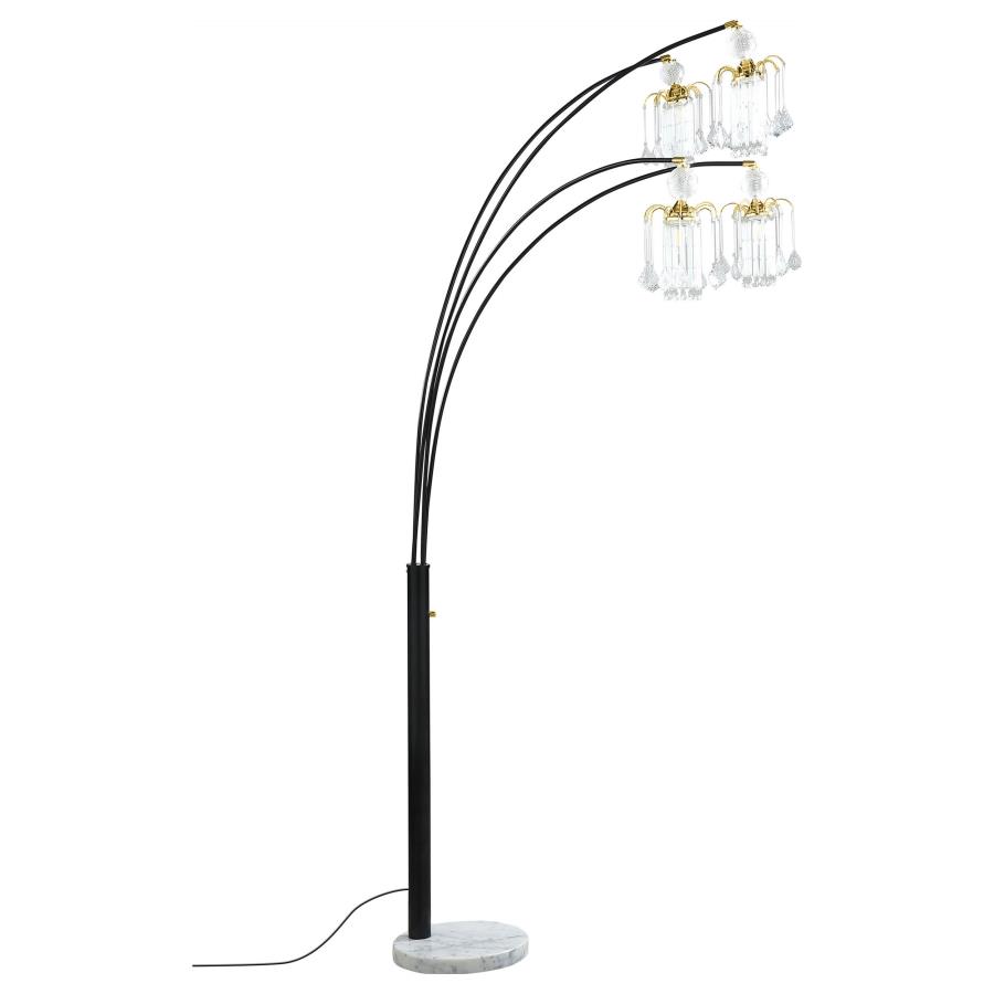 Maisel 91-inch Hanging Crystal Arc Tree Floor Lamp Black view 7