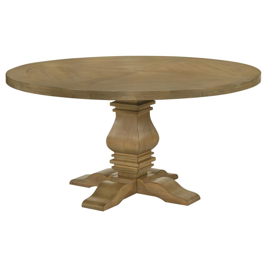 Florence Round 60-inch Wood Dining Table Rustic Honey view 4