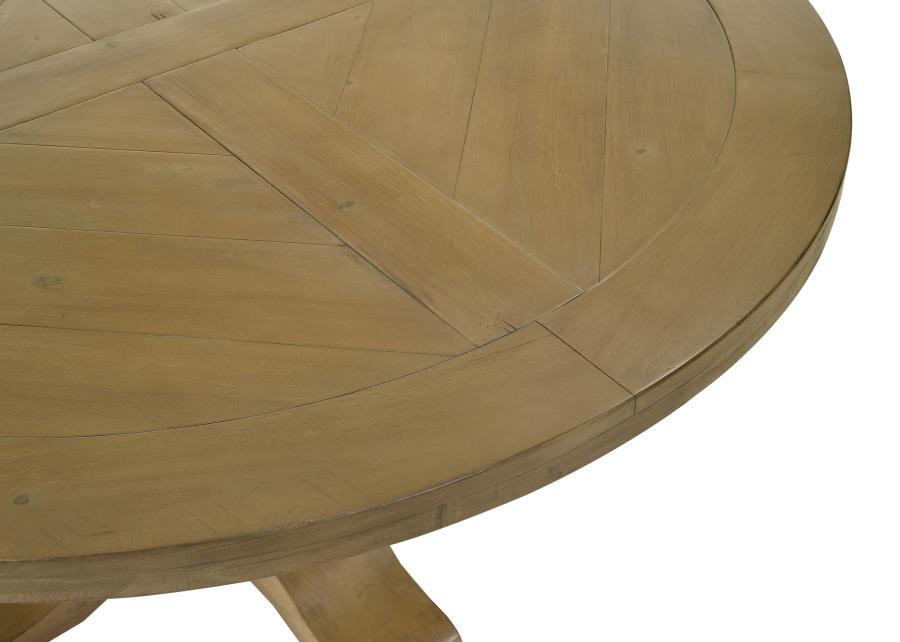 Florence Round 60-inch Wood Dining Table Rustic Honey view 7