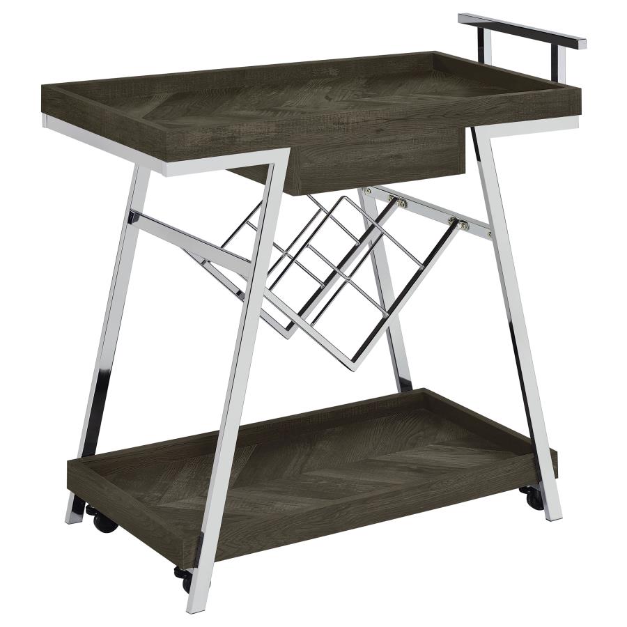 Kinney 1-drawer Engineered Wood Bar Cart Rustic Grey view 6