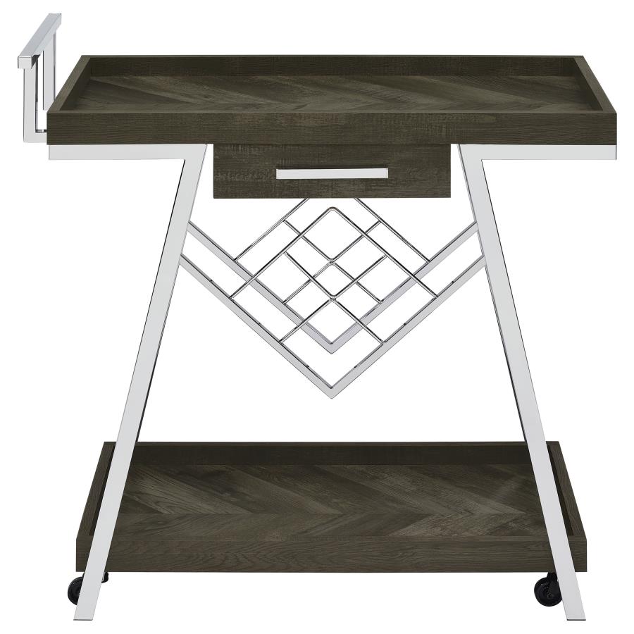 Kinney 1-drawer Engineered Wood Bar Cart Rustic Grey view 4