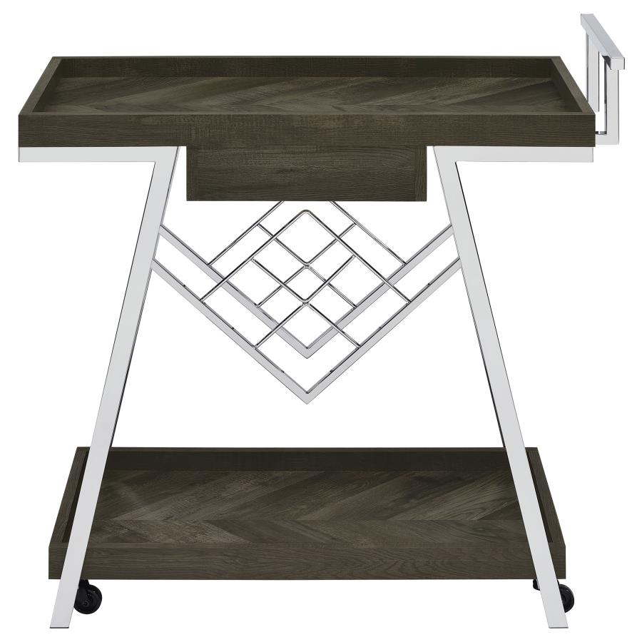 Kinney 1-drawer Engineered Wood Bar Cart Rustic Grey view 7