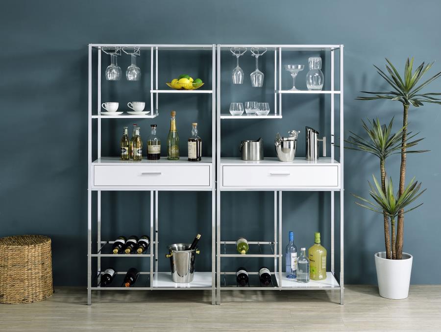 Figueroa 5-shelf LED Wine Storage Bar Cabinet White High Gloss view 4