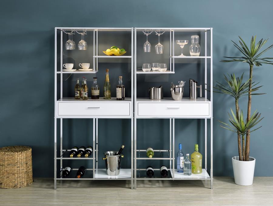 Figueroa 5-shelf LED Wine Storage Bar Cabinet White High Gloss view 5