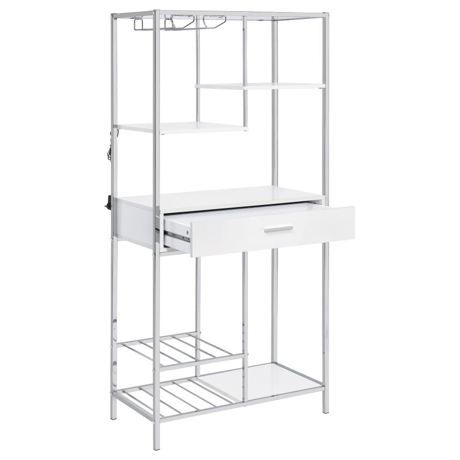 Figueroa 5-shelf LED Wine Storage Bar Cabinet White High Gloss view 6