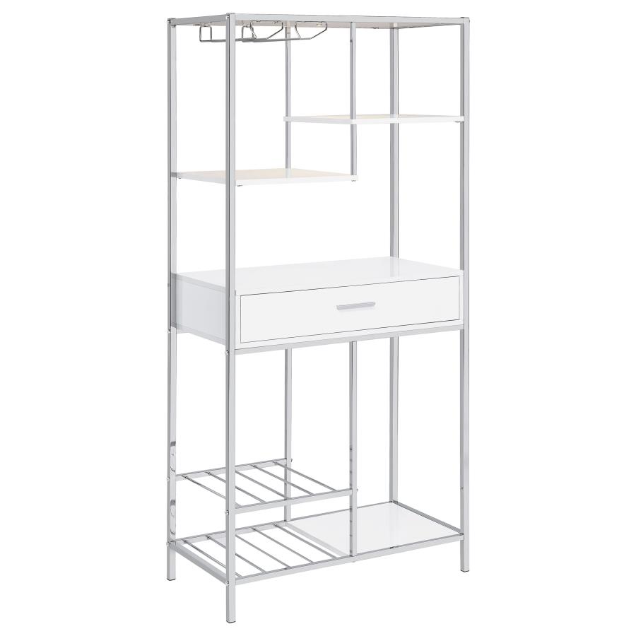 Figueroa 5-shelf LED Wine Storage Bar Cabinet White High Gloss view 7