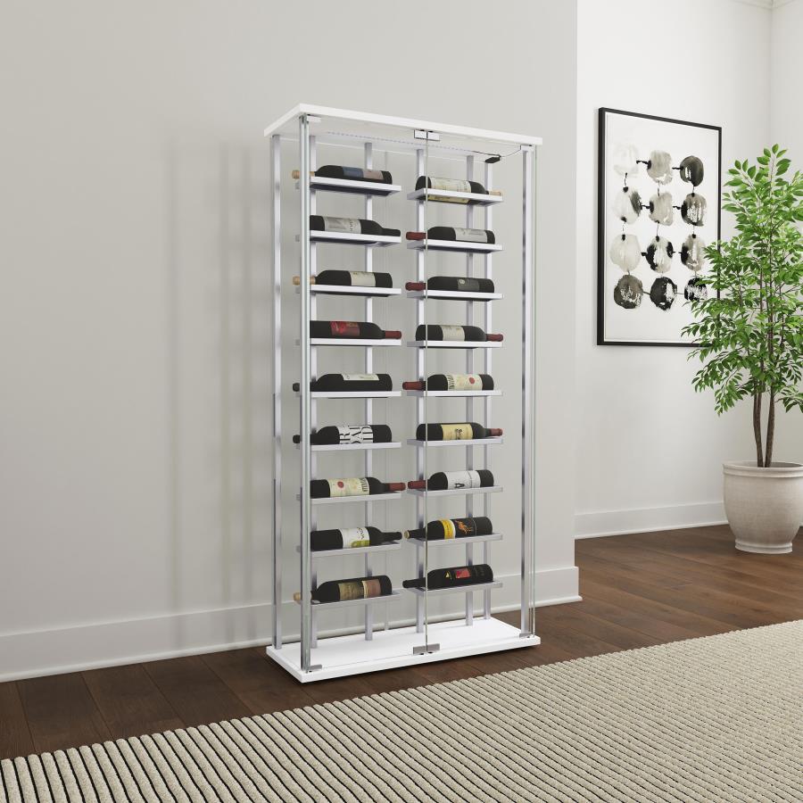 Montara Tempered Glass Wine Storage LED Curio Cabinet Chrome view 2