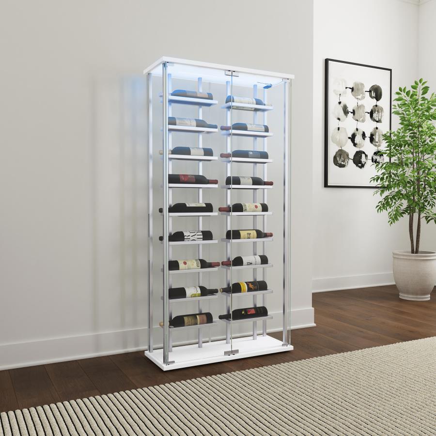 Montara Tempered Glass Wine Storage LED Curio Cabinet Chrome view 3