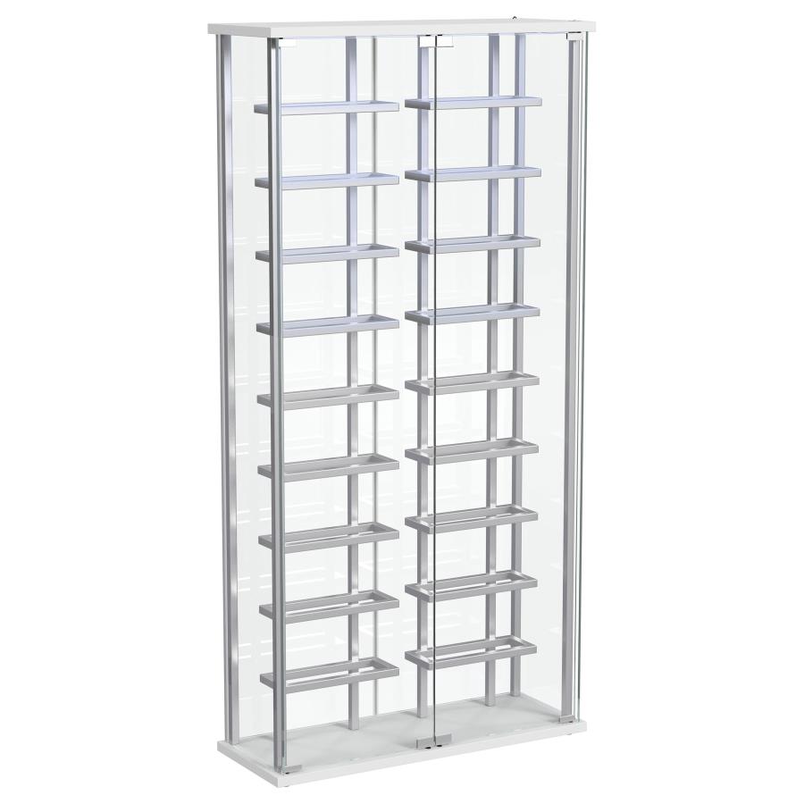 Montara Tempered Glass Wine Storage LED Curio Cabinet Chrome view 4