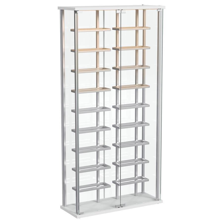 Montara Tempered Glass Wine Storage LED Curio Cabinet Chrome view 5