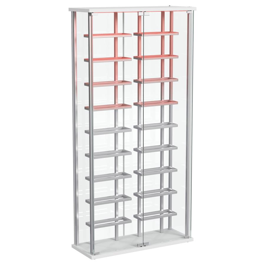 Montara Tempered Glass Wine Storage LED Curio Cabinet Chrome view 6