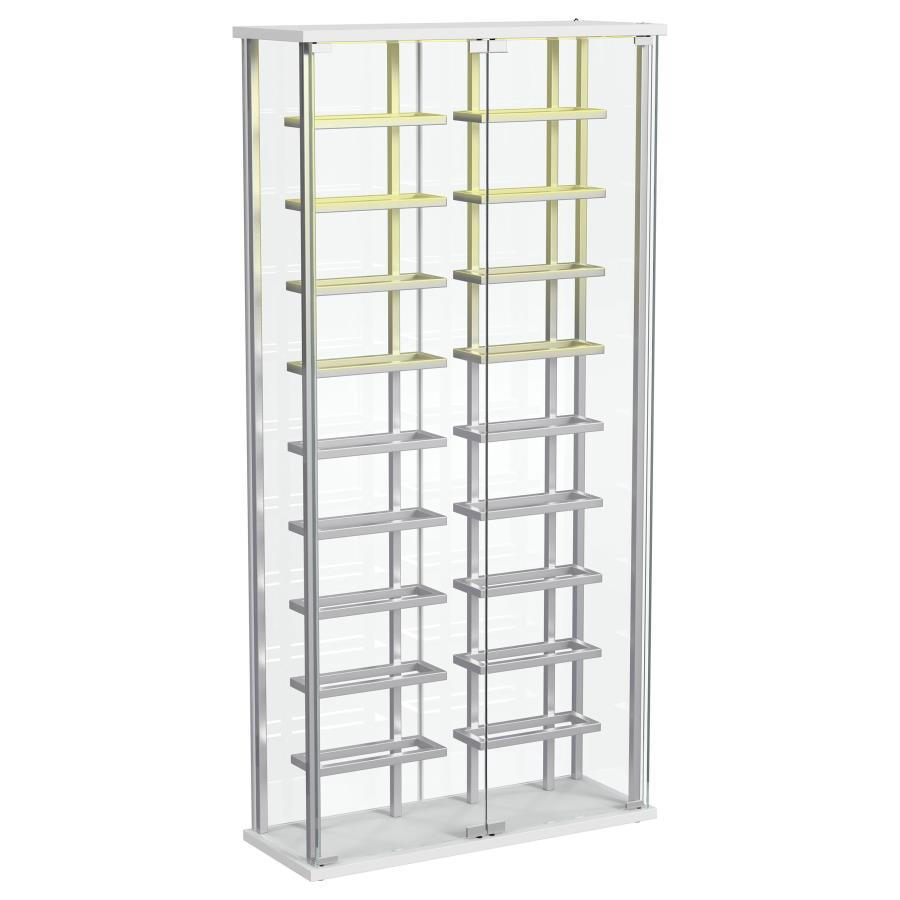 Montara Tempered Glass Wine Storage LED Curio Cabinet Chrome view 7