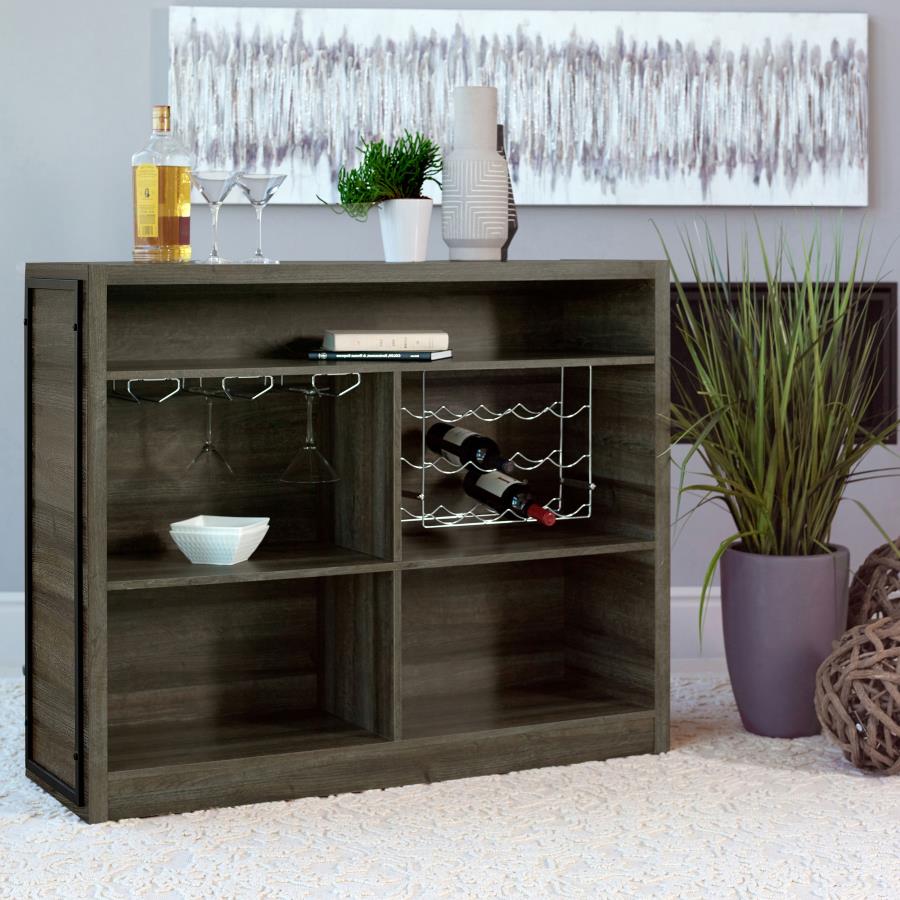 Joe 5-shelf Composite Wood Home Bar Wine Cabinet Aged Oak view 3