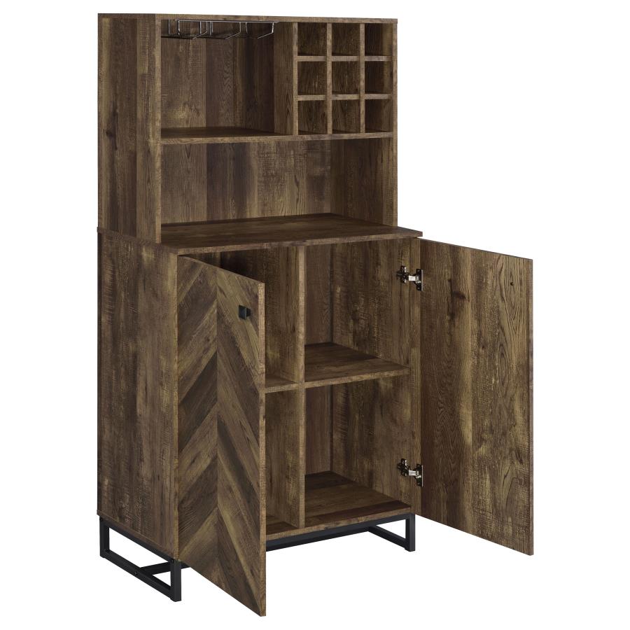 Mendoza 2-door Home Bar Cabinet Wine Storage Rustic Oak view 3
