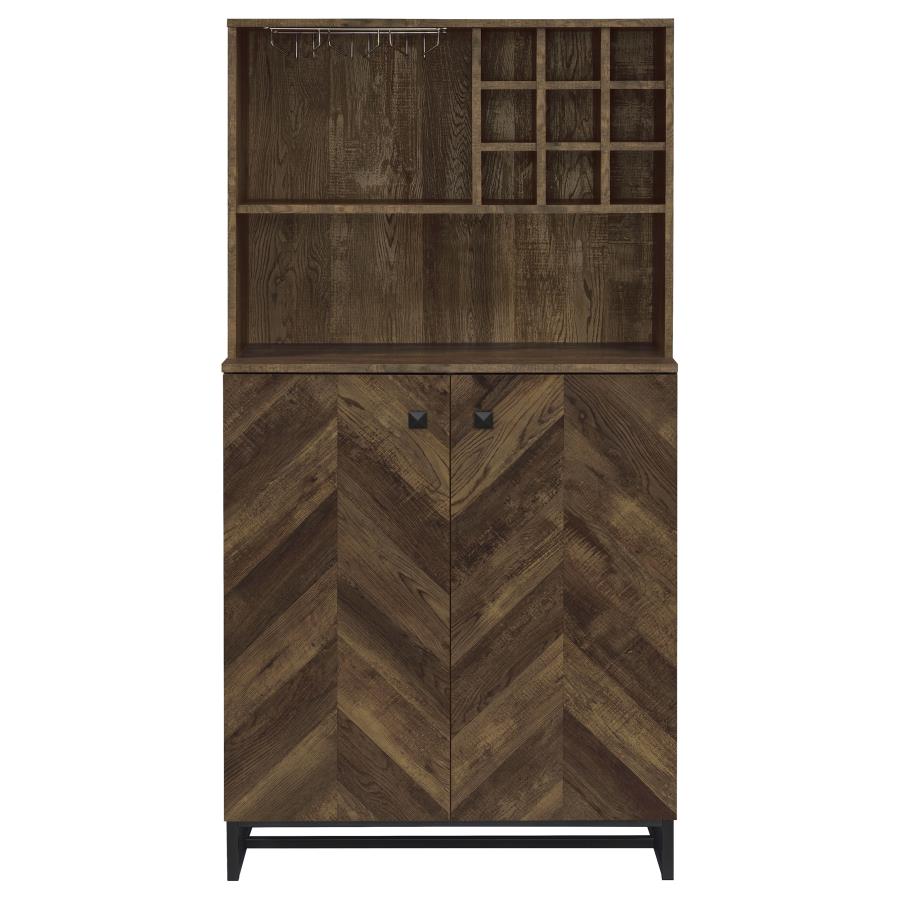 Mendoza 2-door Home Bar Cabinet Wine Storage Rustic Oak view 4