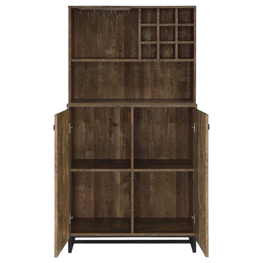 Mendoza 2-door Home Bar Cabinet Wine Storage Rustic Oak view 5