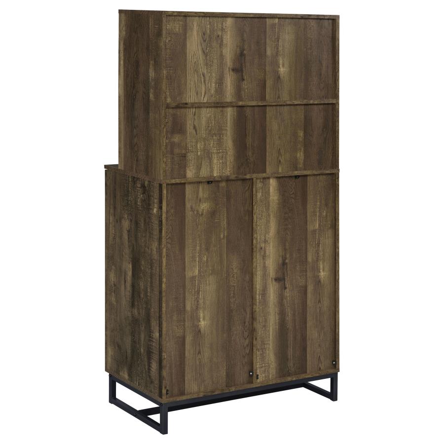 Mendoza 2-door Home Bar Cabinet Wine Storage Rustic Oak view 7