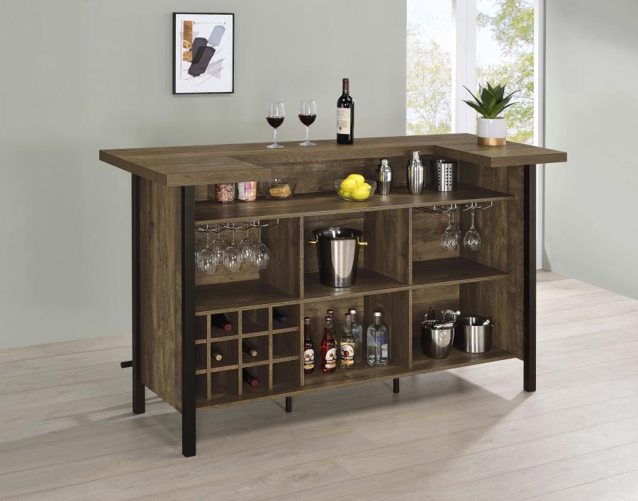 Bellemore Freestanding Home Bar Wine Cabinet Rustic Oak view 3