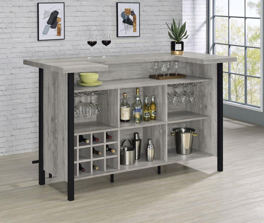 Bellemore Freestanding Home Bar Wine Cabinet Grey Driftwood view 3