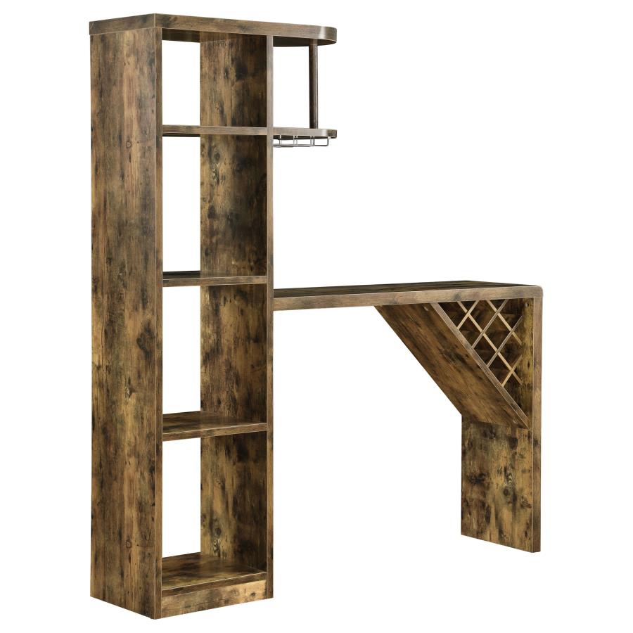 Belvedere 5-shelf Home Bar Table Wine Storage Rustic Nutmeg view 4