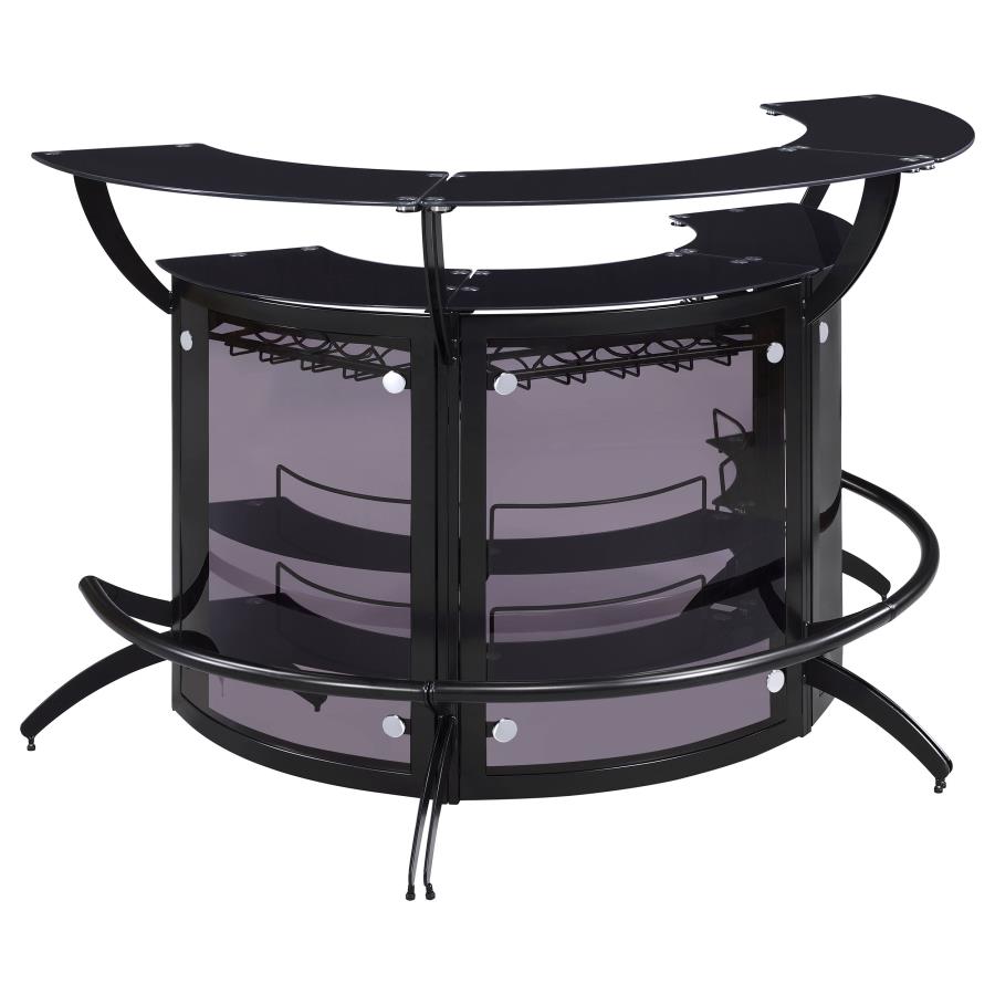 Dallas 3-piece Curved Freestanding Home Bar Cabinet Black view 2