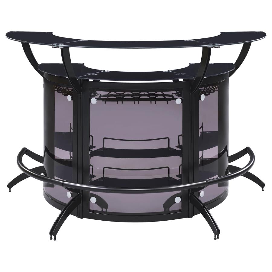 Dallas 3-piece Curved Freestanding Home Bar Cabinet Black view 4